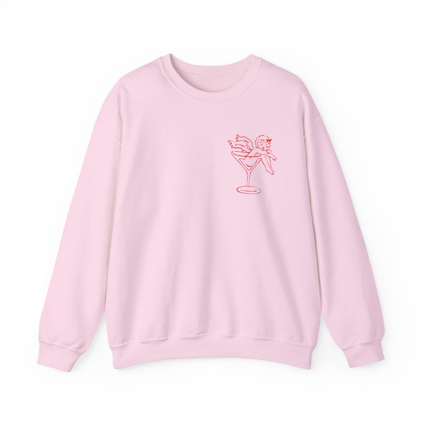 Sleeping Cupid in Martini Glass Sweatshirt | Valentine Cupid Graphic Crewneck, Valentines Day Gift, Gifts for Her, Vday gifts, Sweater