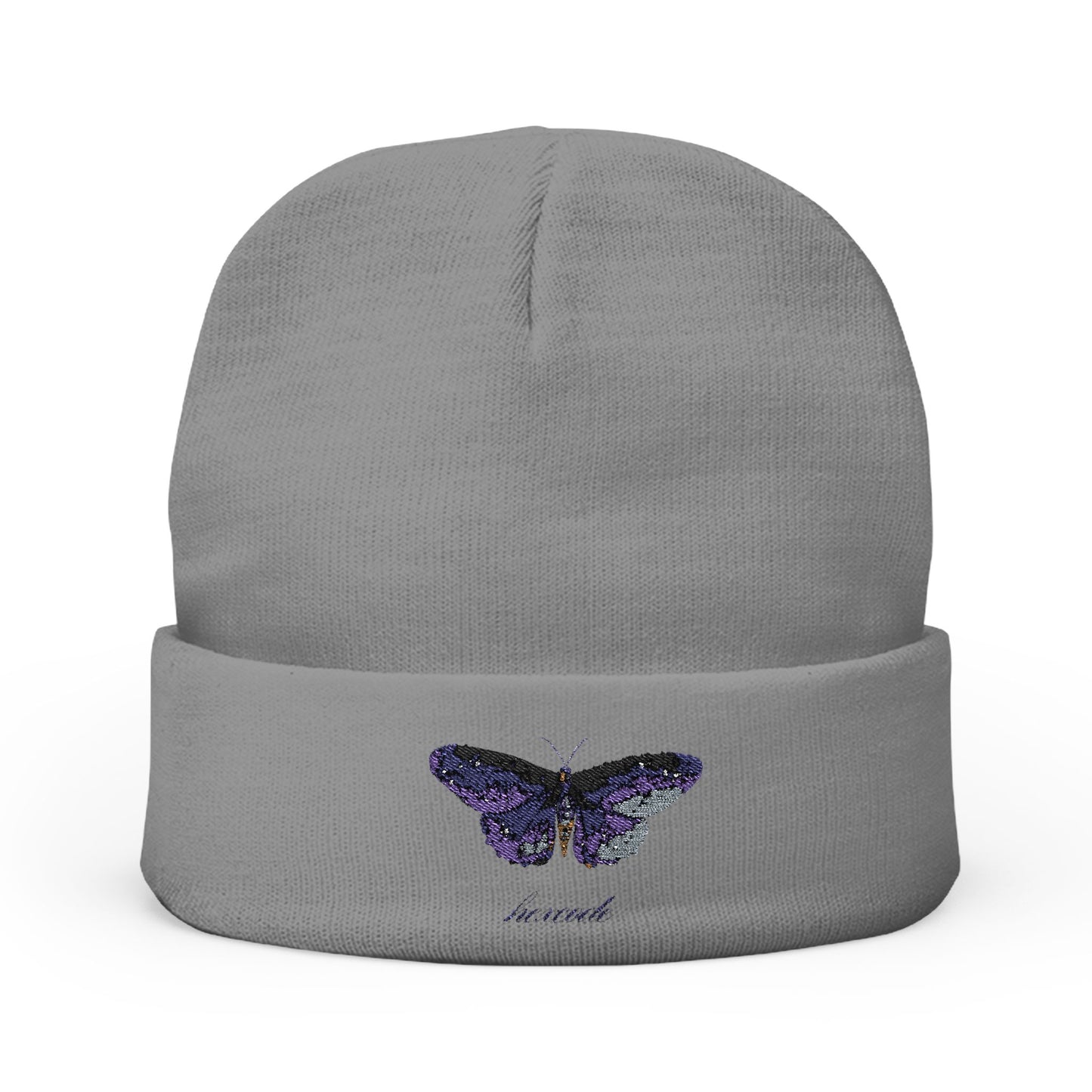 Butterfly Embroidered Knit Beanie