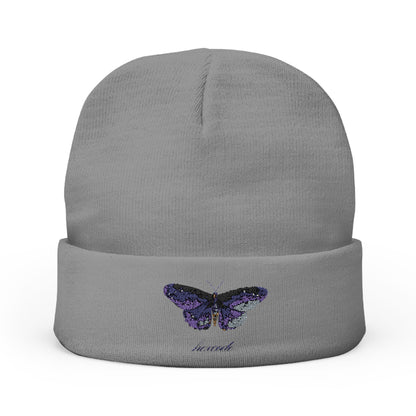 Butterfly Embroidered Knit Beanie